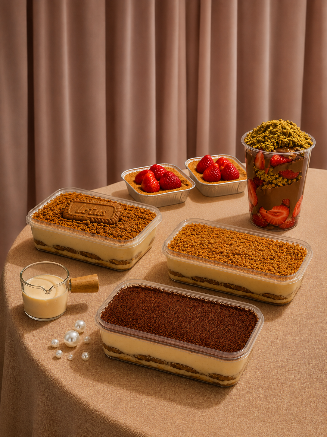 Aneka tiramisu Poco tersaji di atas meja